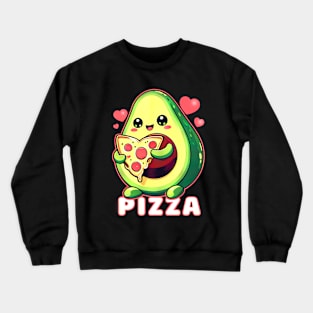 A cute sweet avocado eating pizza Crewneck Sweatshirt